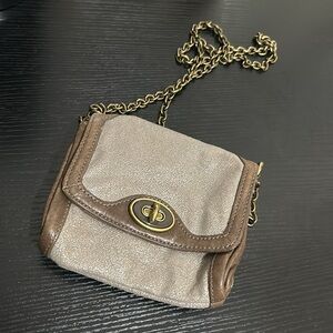 FOSSIL small purse Chain Strap Turnlock Vintage Brown Y2K